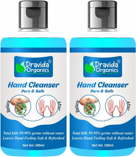 Dravida Organics Anti-Bacterial Alcohol Based  / Hand Cleanser Pack of 2 Hand Sanitizer Bottle