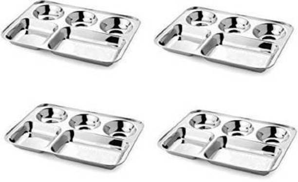 निर्विका Dinner/Lunch Plates (Bhojan Thali set of 4) सेक्शन्ड प्लेट
