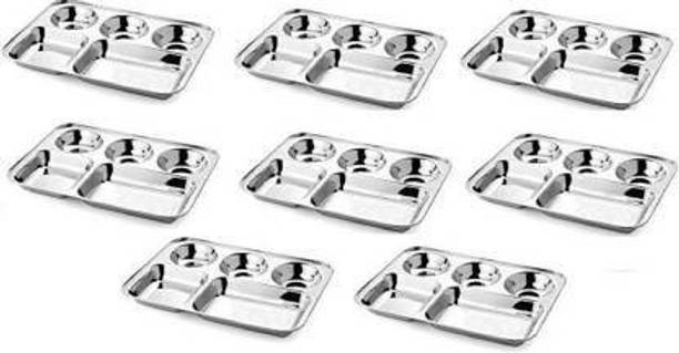 निर्विका Dinner/Lunch Plates (Bhojan Thali set of 8) सेक्शन्ड प्लेट