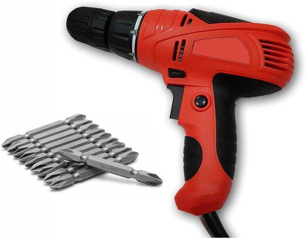 DRONA 10 mm Screwdriver Drill Collated Screw Gun Torque Adjustment System Electric Spindle Lock Screw Driver Cum Drill Machine 10mm 10 mm Screwdriver Drill Collated Screw Gun Corded with PH2++ set **Variant color** Collated Screw Gun