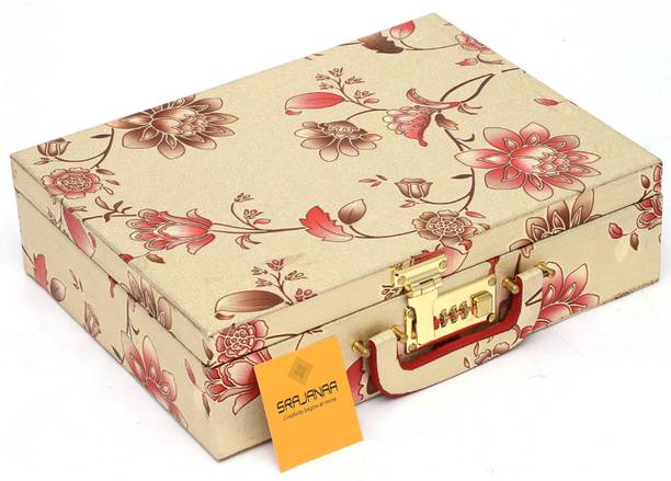 Srajanaa 3 Rod Wooden Bangle Storage Box Organizer with Lock System - Pack of 1 Bangle Box Vanity Box