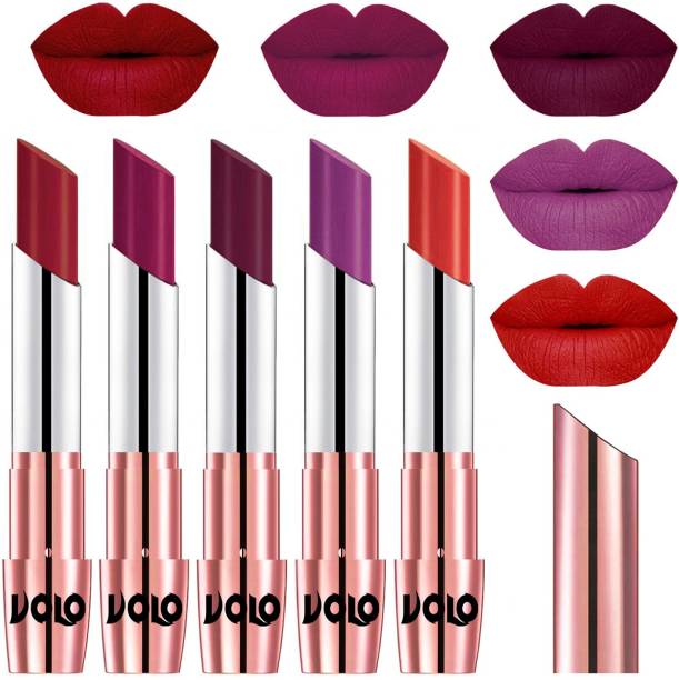 Volo Creme Matte Smooth Lipstick Combo Set of 5 Bold Colors Long Lasting Code-848