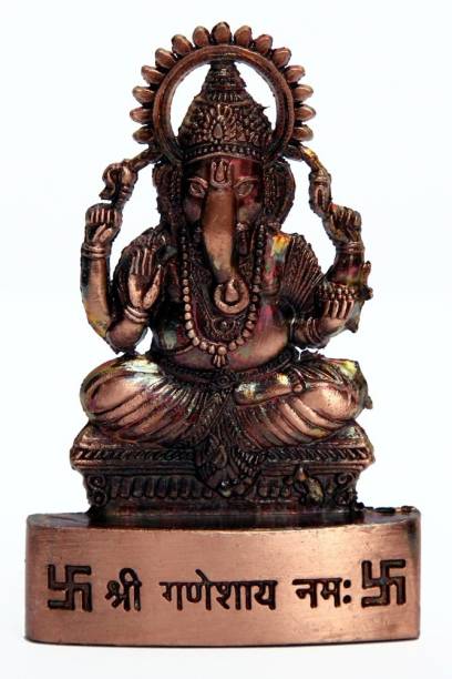 SV Traders Copper Ganesh Ji Idol Decorative Showpiece  -  7 cm