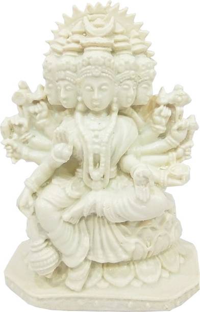 CraftEra The Panchmukhi White Laxmi Mata Marble Dust Statue Decorative Showpiece  -  16 cm