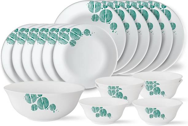 Larah by Borosil Pack of 19 Opalware Woodstock Dinner Set