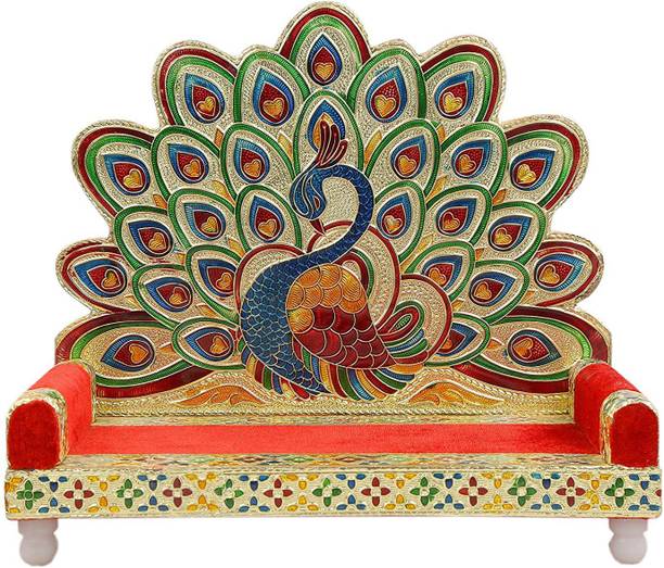 EGLOB Wooden Meenakari Singhasan for God Laddu Gopal Sinhasan for Pooja Mandir Solid Wood Home Temple