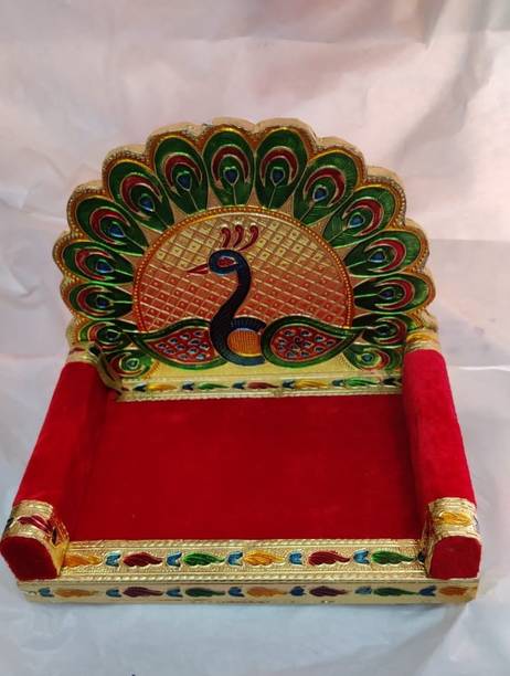 EGLOB Wooden Multicolor Singhasan Solid Wood Home Temple