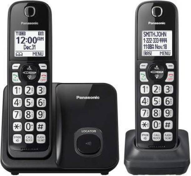 Panasonic KX-TGD512B Expandable Cordless Phone with Call Block - 2 Handsets Cordless Landline Phone (Black) Cordless Landline Phone