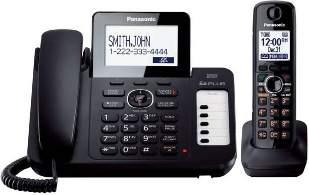 Panasonic KX-TG6671B DECT 6.0 1-Handset for Corded Cordless Combo Phone (Black) Corded & Cordless Landline Phone