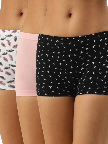 Pack of 3 Women Boy Short White, Pink, Black Panty