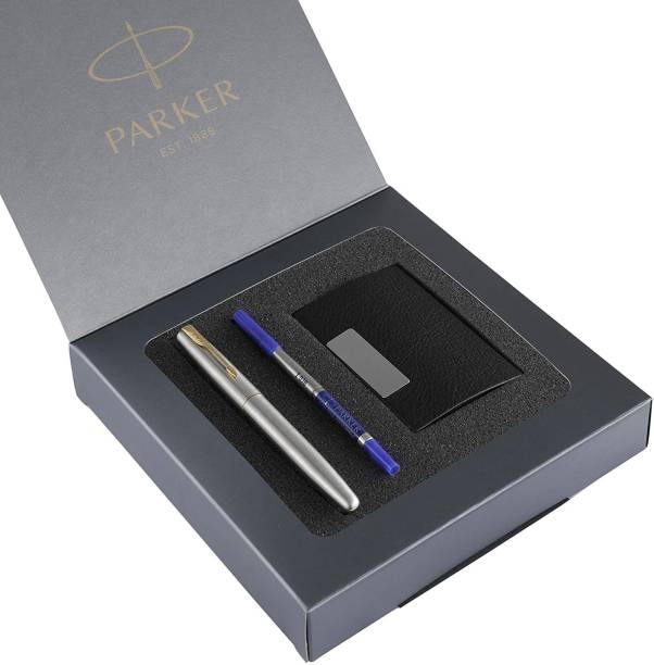 PARKER Frontier� Stainless Steel Roller Ball Pen with Card Holder Pen Gift Set