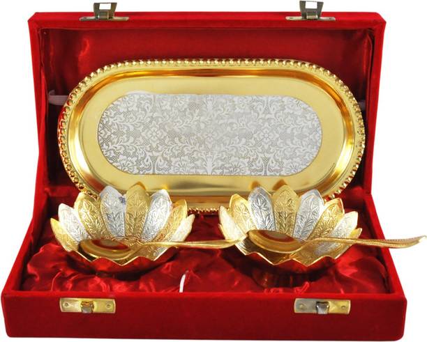 Raj Laxmi RajLaxmi Gold And Silver Plated Bowl Tray Set...