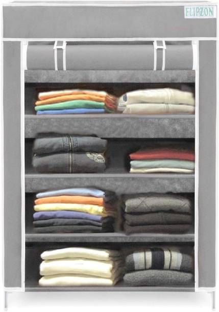 FLIPZON Multipurpose Storage Rack, 4 Layer PP Collapsible Wardrobe