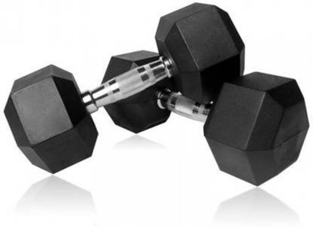srishti enterprises Hexa Dumbbells Pure Rubber (2.5X2 =5kg) Set For Home Gym Workout Fixed Weight Dumbbell