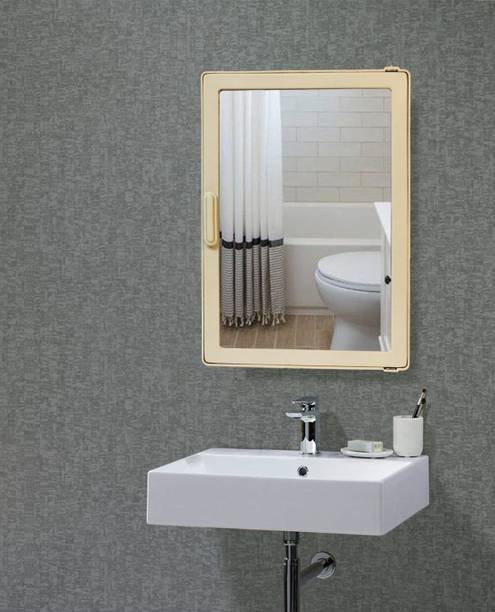 Burhani Ivory Color SMALL SIZE High Quality Plastic Full Mirror Bathroom / Medicine Storage Cabinet Acrylic Wall Shelf