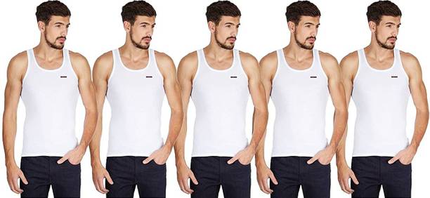 AMUL MACHO Pack of 5 Men's Cotton Vest (White, Large) - Pack of 5 ...