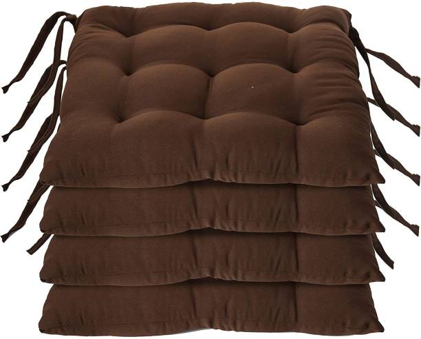 SSKWORLD Microfibre Solid Chair Pad Pack of 4