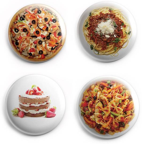 AVI 58mm Regular Size Fridge Magnets Multicolor Italian Food designs for Foodies a Pack of 4 C4MR8002163 Fridge Magnet Pack of 4