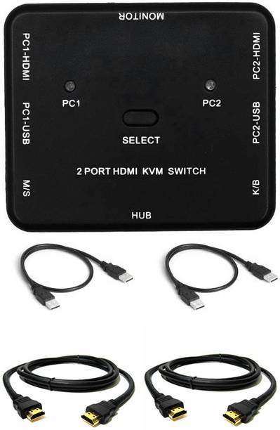 BOXNUBE 2 Port HDMI KVM Switch Share 2 Computers with One Monitor Support UHD,4K@30Hz - with HDMI and USB Cables Media Streaming Device