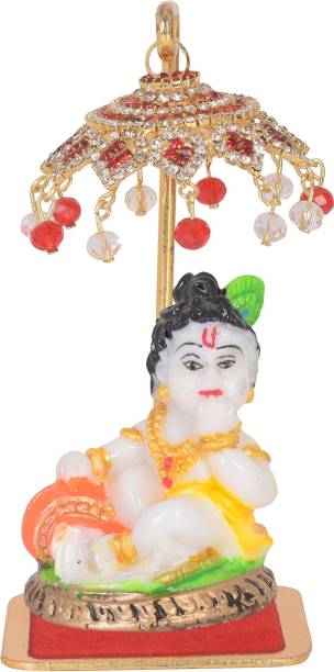 jagriti enterprise Marble Ganesh Ji Idol Statue for Car Dashboard with Umbrella DecorativeShowpiece Decorative Showpiece  -  6 cm