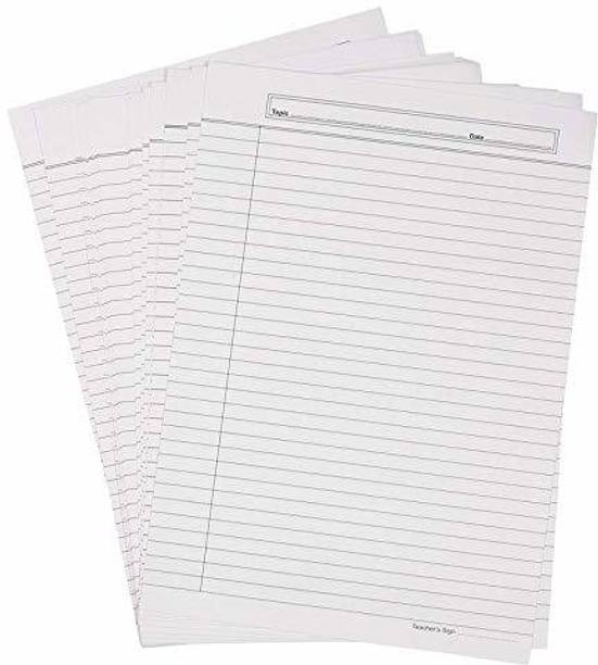 Bizmen High Quality Both Side Ruled White Project/ Assignment/ Practical / Homework Sheets [Pack of 5 - 100 Sheets] Both Side Ruled A4 Multipurpose Paper Silhouette Paper Sheet