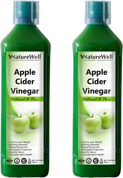 Naturewell Apple Cider Vinegar with Mother, Unflavoured Vinegar (500ML X 2 GR) Premium Vinegar