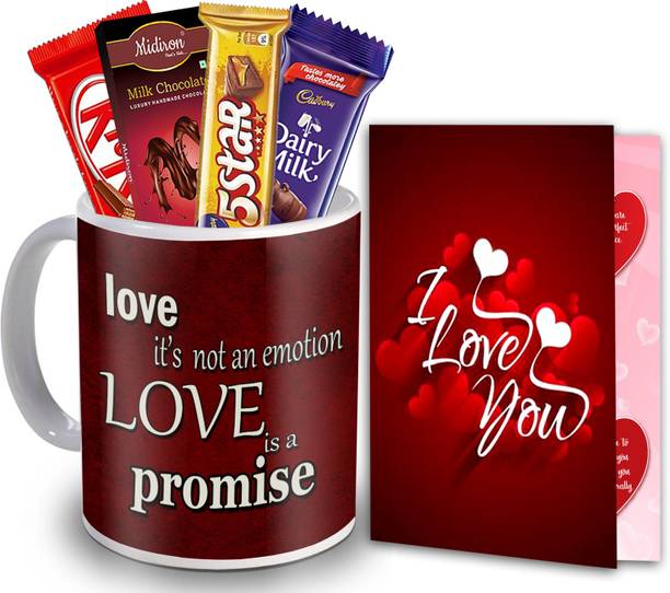 Midiron Special Gift, Love Quoted Coffee Mug with Chocolate Bar and Love Card Gift for Girlfriend, Fiancée, Wife On Valentine's Day, Anniversary Ceramic Gift Box