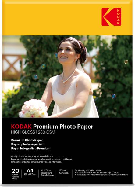 KODAK High Glossy Photo Paper (1 x 20 Sheets) A4 260 gsm Photo Paper