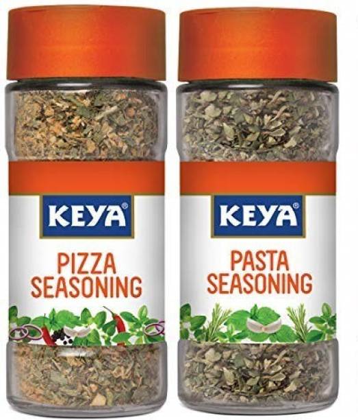 keya Seasoning Combo | Glass Bottle | Pizza Seasoning x 1, Pasta Seasoning x 1 | Pack of 2 x 45 Gm