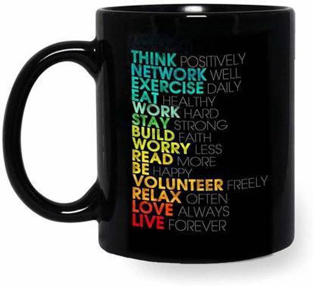 V Kraft "think positive motivational " love quote printed Ceramic love with Handle-Perfect Gift to Anyone On Any Occasion | Coffee & Tea Cup | Pack of 1 Ceramic Coffee Mug
