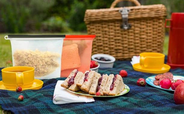 Nexshop ™ Reusable Silicone Food Storage Bag Food Grade Vegetable Storage Bag Silicone Storage Pouch