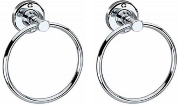 Strength SST-03 Stainless Steel Towel Ring for Bathroom/Wash Basin/Napkin-Towel Hanger/Bathroom Accessories (Chrome-Round) - Pack of 2 Set of 2 Napkin Rings