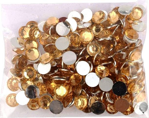 Atifa embroidery material 6mm round shape golden pastable kundan stone for embroidery, craft and jewellery making(500 pieces)