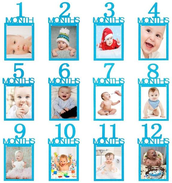 Festiko 1st Birthday Baby Glittery Photo (Number Blue) Banner