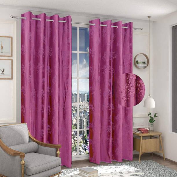 Fabrilia 152 cm (5 ft) Window Polyester Room Darkening Curtain (Pack Of 2)