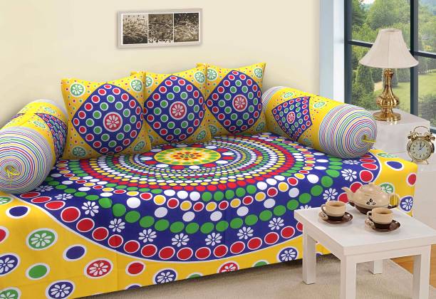 RajasthaniKart Cotton Abstract, Polka Diwan Set