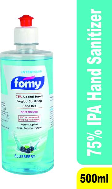Intercorp Fomy 75% Isopropyl Alcohol-based Hand Rub Sanitizer and Disinfectant, 500 ml Each (Blueberry) Hand Rub Bottle