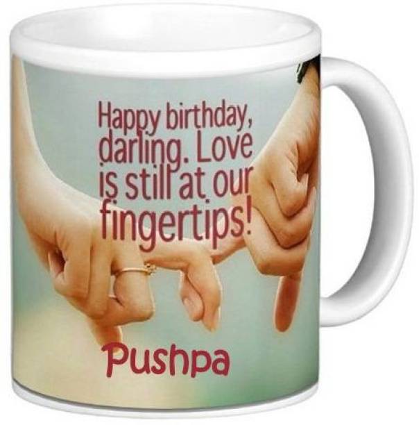 Exoctic Silver Happy Birthday Pushpa Romantic Wish 89 Ceramic Coffee Mug