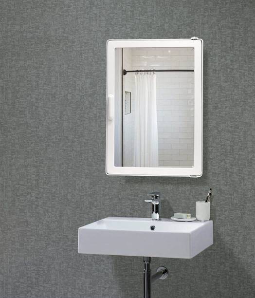 Burhani White Color SMALL SIZE High Quality ABS Plastic Full Mirror Bathroom / Medicine Storage Cabinet Acrylic Wall Shelf