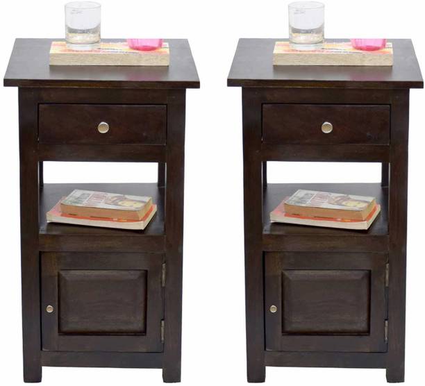 Wood Master Sre 2 Side table Side table for bedroom Side table for living room Side table for bedroom with drawer bed Side table with drawer Solid Wood Side Table (Finish Color - Dark Walnut, Pre-assembled) Solid Wood Side Table