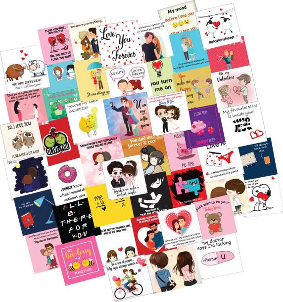 Festiko 48 Pieces 48 Romantic Love Notes Greeting Cards 3x3 Inches Greeting Card