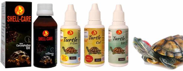 Pet Care International Special Combo "Turtle i-Care, Turtle Cal, Turtle Vit, Shell Care" Swollen Infected Eye, Strong Shell, Calcium Vitamin Mineral, Healthy Turtle (30ml) (Pack of 4) Pet Health Supplements