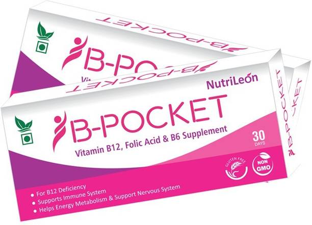 NutriLeon B-Pocket Vitamin B12 Folic Acid B6 for men and women