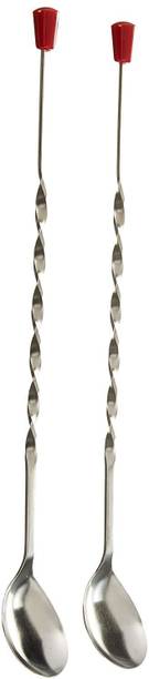 Dynore Set of 2 bar spoon with red tip Stainless Steel 28.5 cm Stirrer