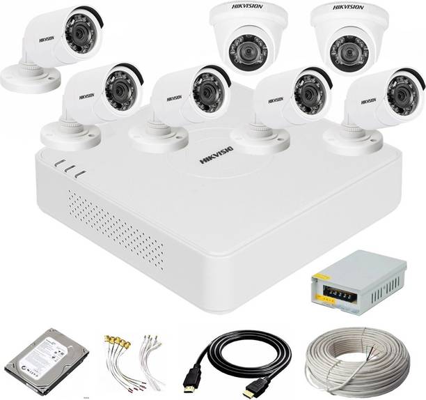 HIKVISION 8 Channal HD DVR 1080p 1Pcs,Outdoor Camera 5Pcs,Indoor 2Pcs,1 TB Hard Disk, Security Camera