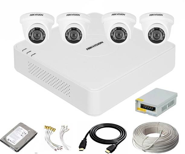 HIKVISION 4 Channal HD DVR 1080p 1Pcs,Indoor Camera 4Pcs,1 TB Hard Disk, Security Camera