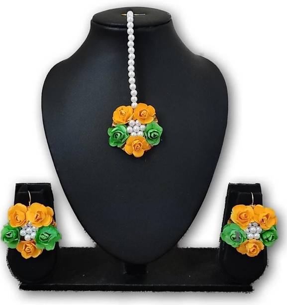 BDS CREATIONS Paper Yellow, Green Jewellery Set