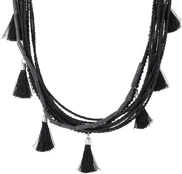 Artificial Beaded Plain Silver Plated Alloy Necklace