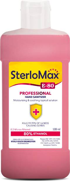 SterloMax 80% Ethanol-based Hand Rub Sanitizer and Disinfectant 500 ML Hand Rub Bottle