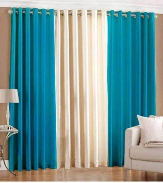 Kraftiq Homes 152 cm (5 ft) Polyester Semi Transparent Window Curtain (Pack Of 3)